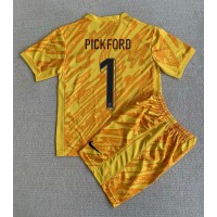 Fotbalové Dres Anglie Jordan Pickford #1 Brankářské Dětské Domácí ME 2024 Krátký Rukáv (+ trenýrky)